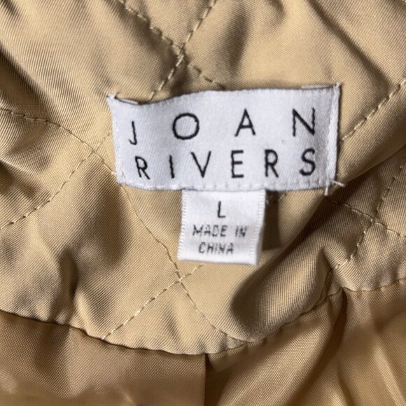 Joan Rivers Quilted Barn Jacket Khaki Brown Corduroy Detail Faux Suede Trim Sz L - Picture 16 of 16